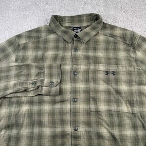 Under Armour Shirt‎ Mens 2XL XXL Green Plaid Tradesman Flannel Snap Front